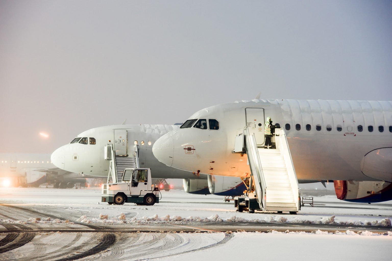 Airplanes in snow